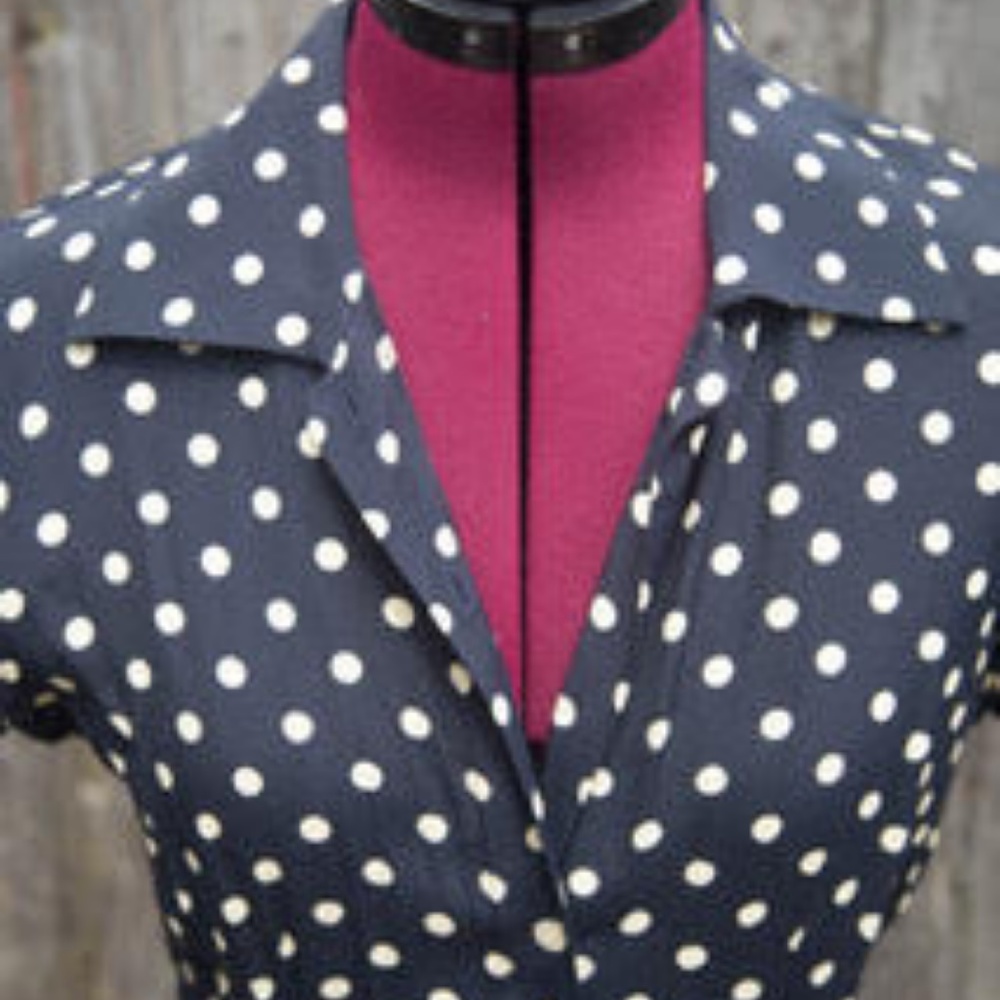 Vintage limited navy blue button down dress - Picture 2 of 5